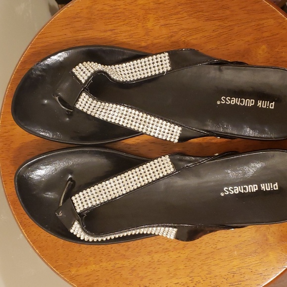 Black Rhinestone Sandals - Picture 2 of 4